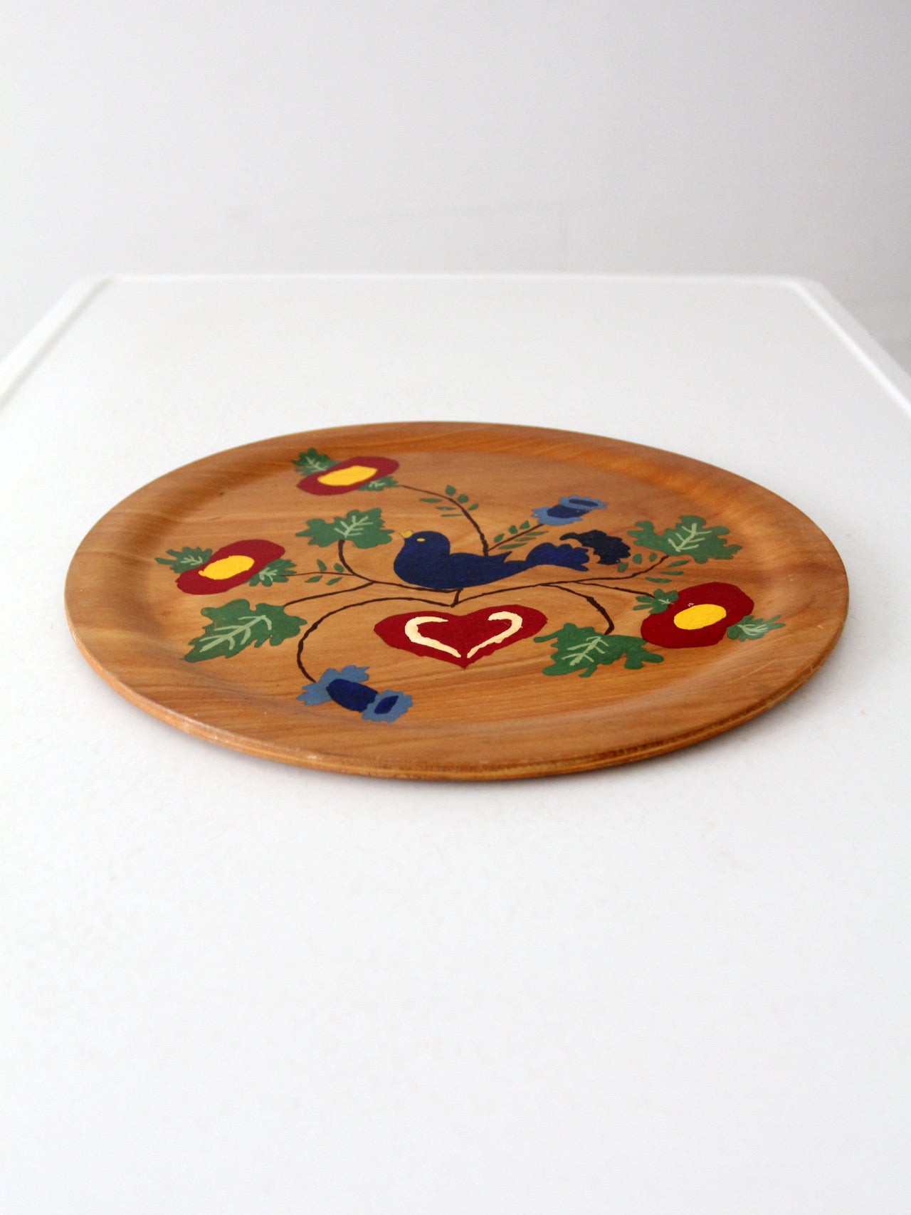 vintage hand painted wood plate