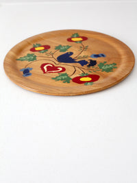 vintage hand painted wood plate