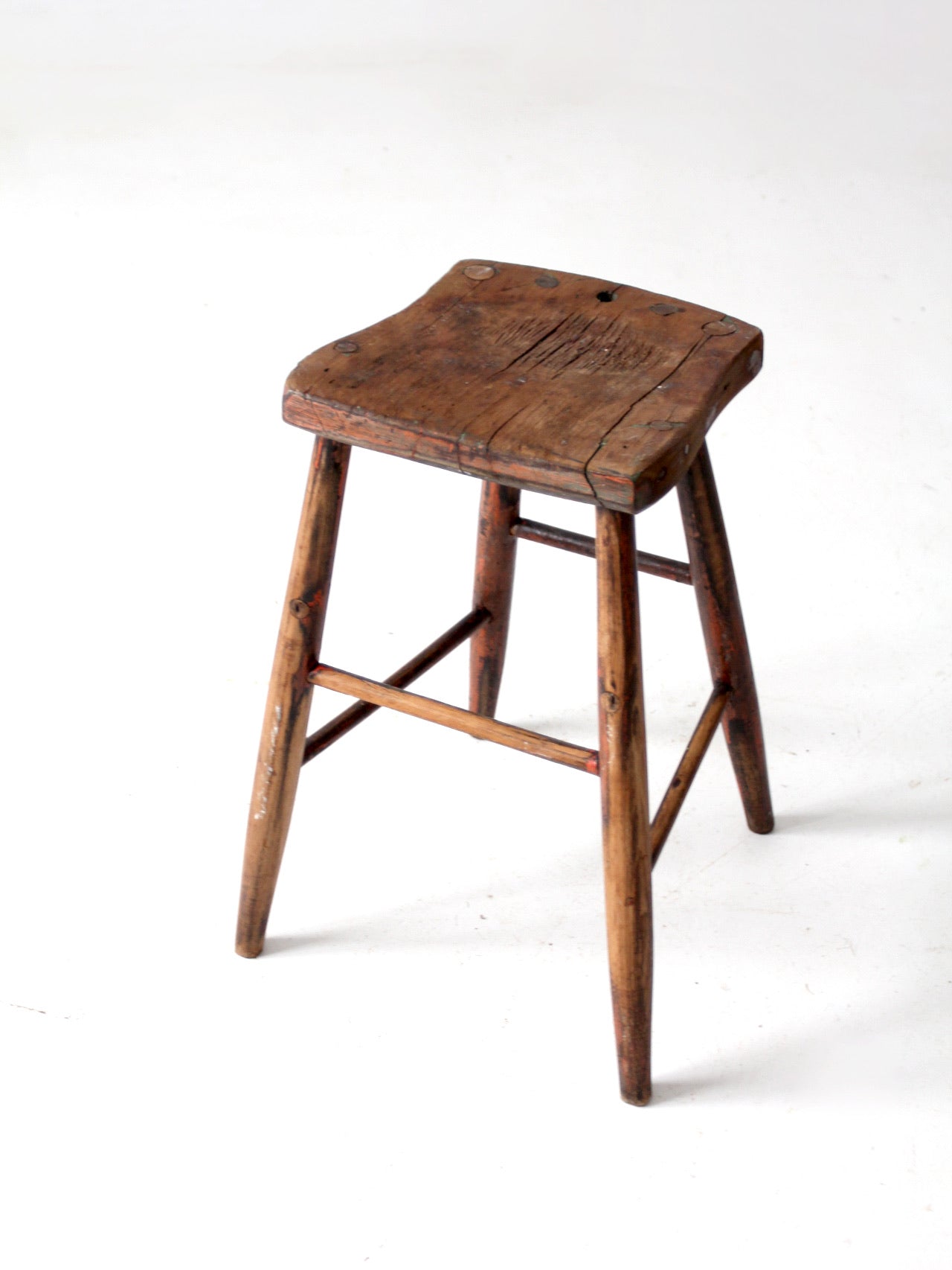 antique saddle seat wooden stool
