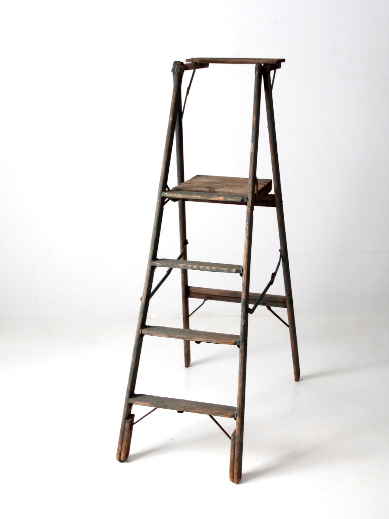 vintage wood platform ladder