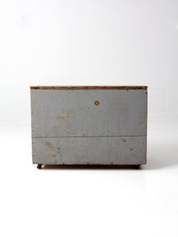 vintage industrial rolling storage trunk