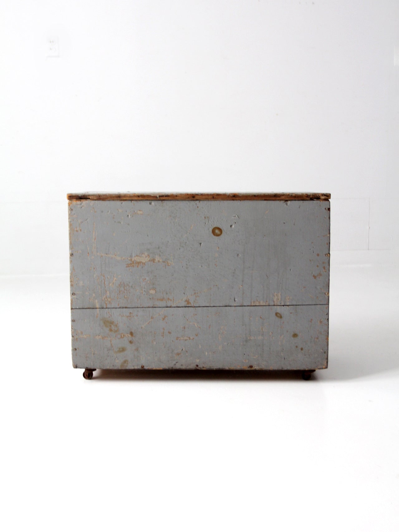 vintage industrial rolling storage trunk