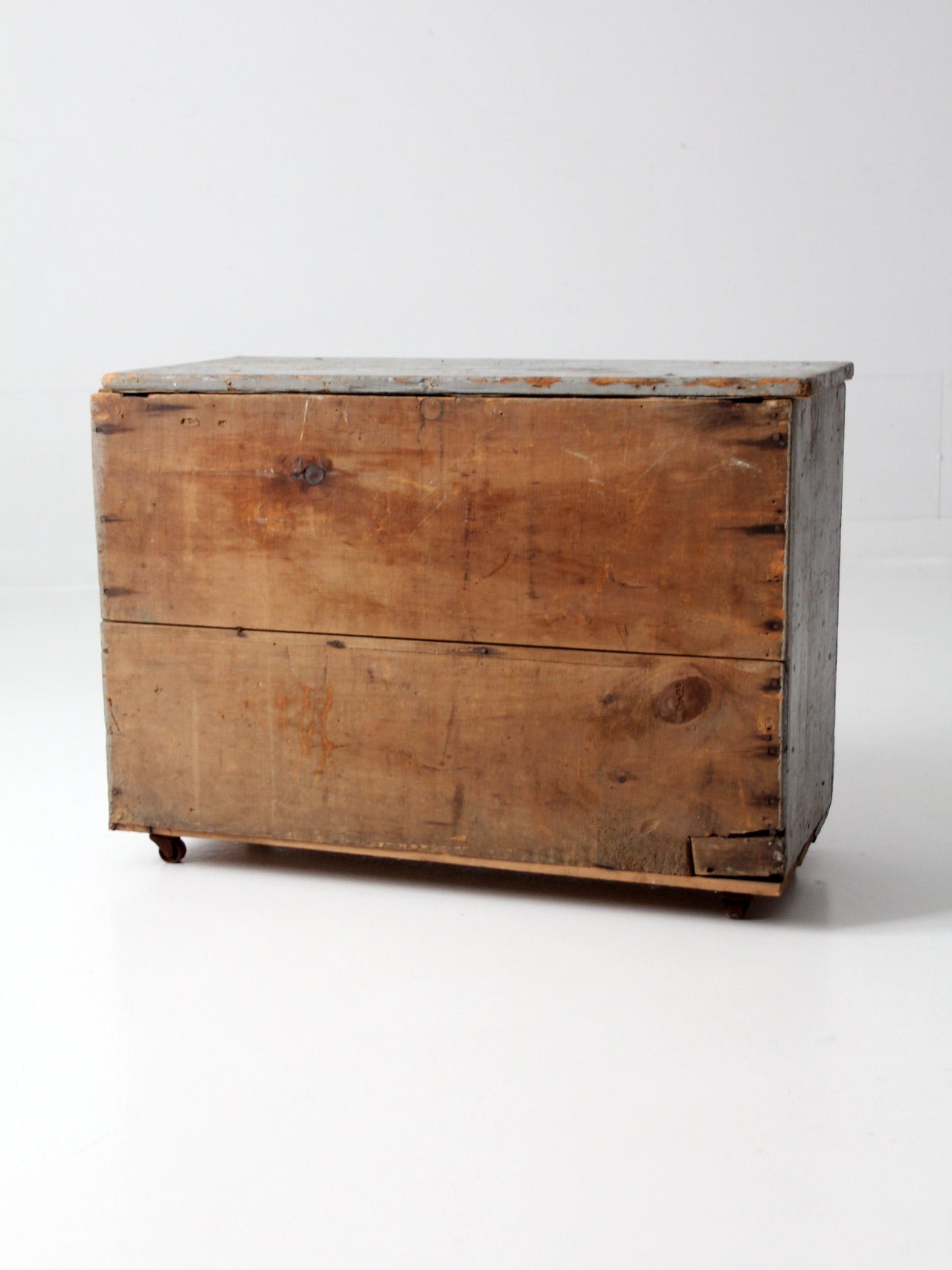 vintage industrial rolling storage trunk
