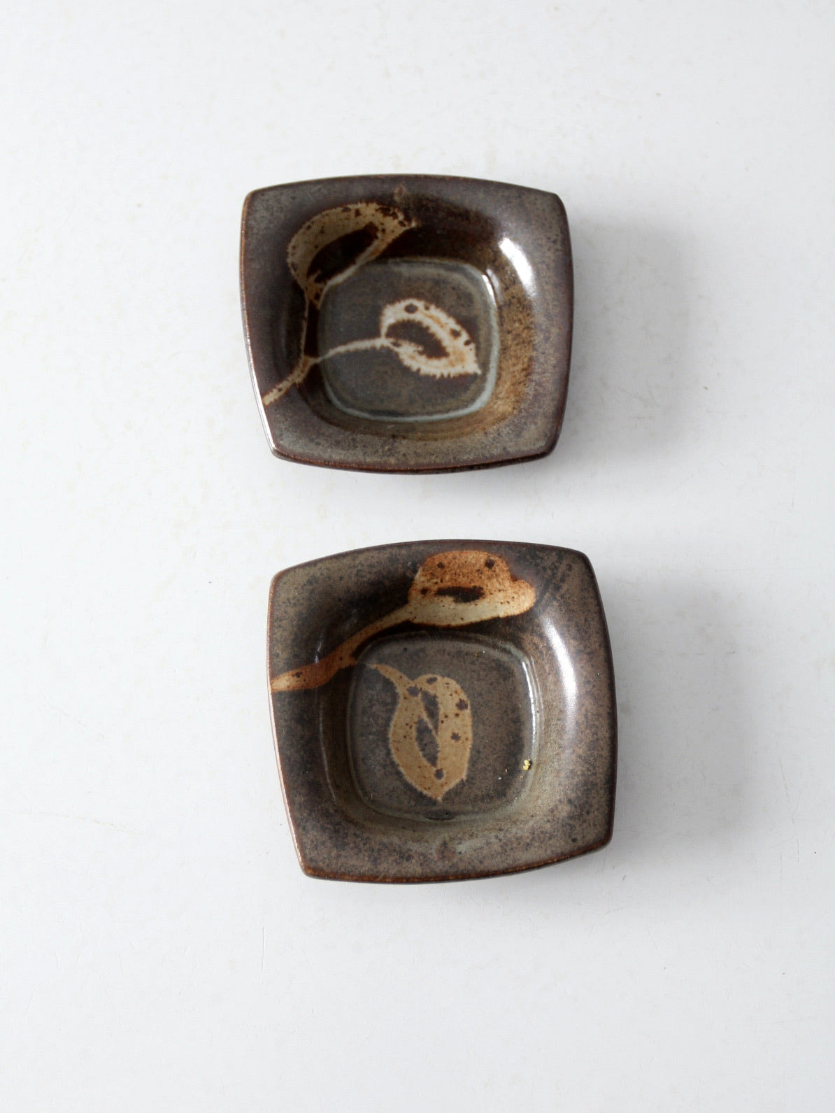 vintage studio pottery dishes pair