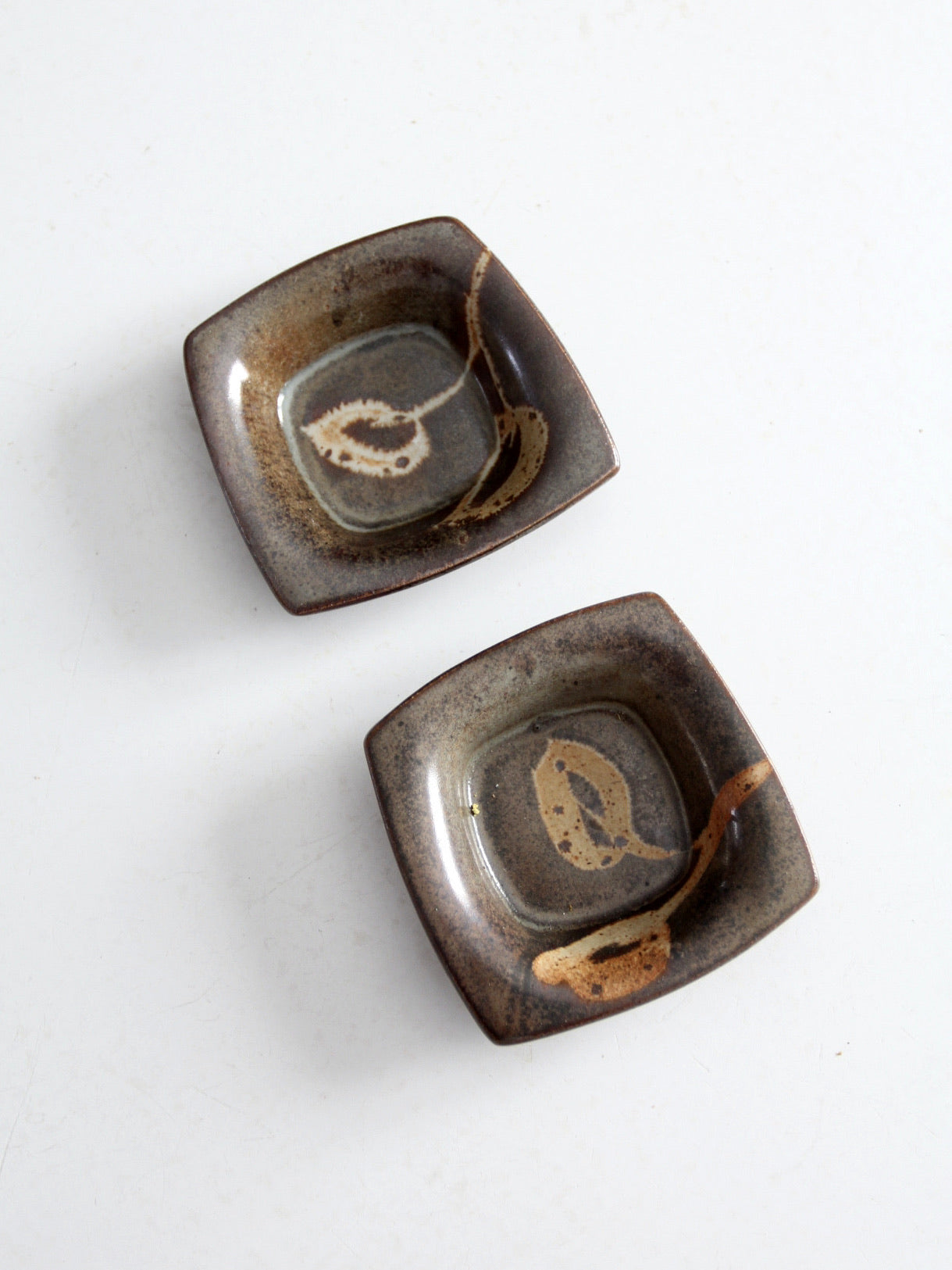 vintage studio pottery dishes pair
