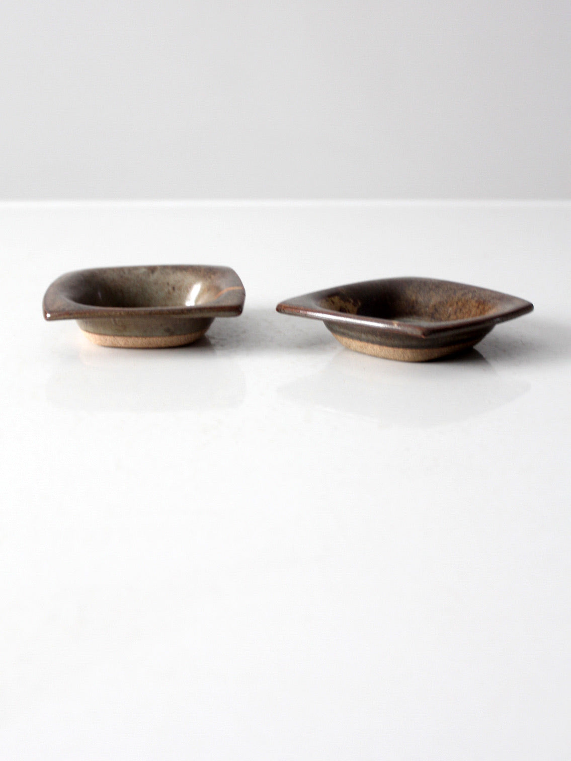 vintage studio pottery dishes pair