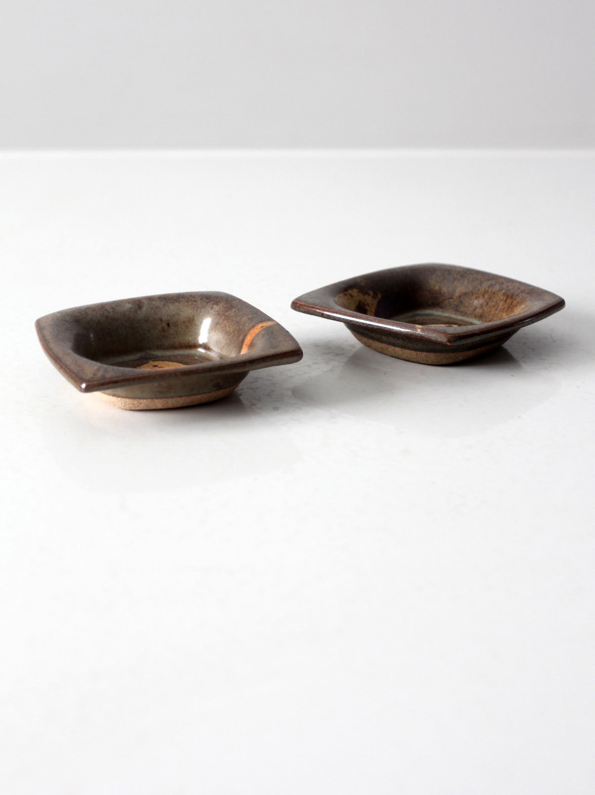 vintage studio pottery dishes pair
