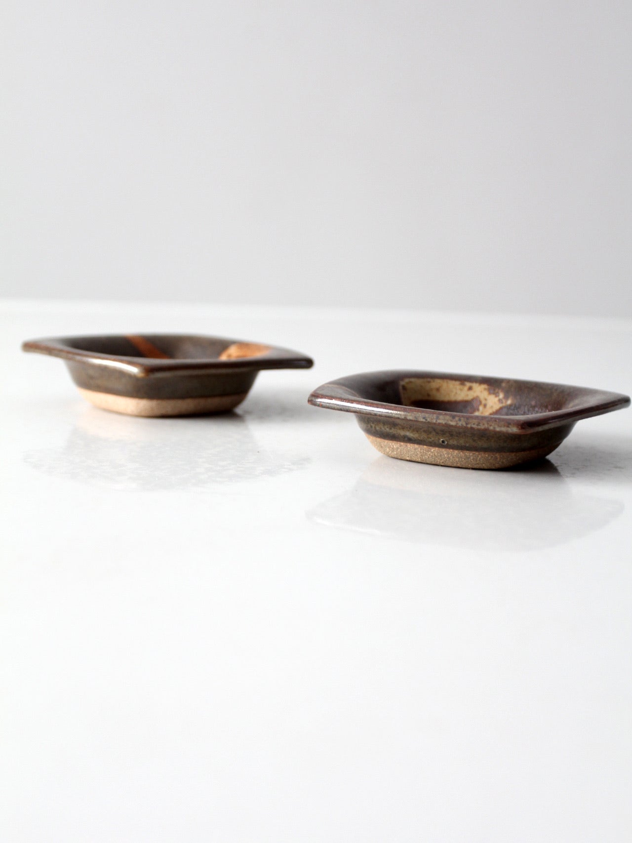 vintage studio pottery dishes pair