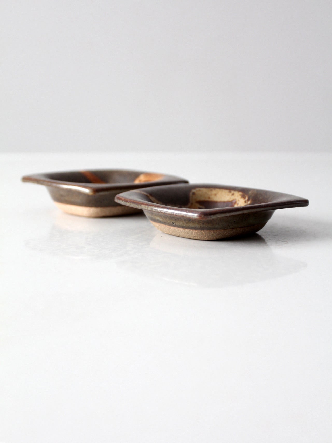 vintage studio pottery dishes pair