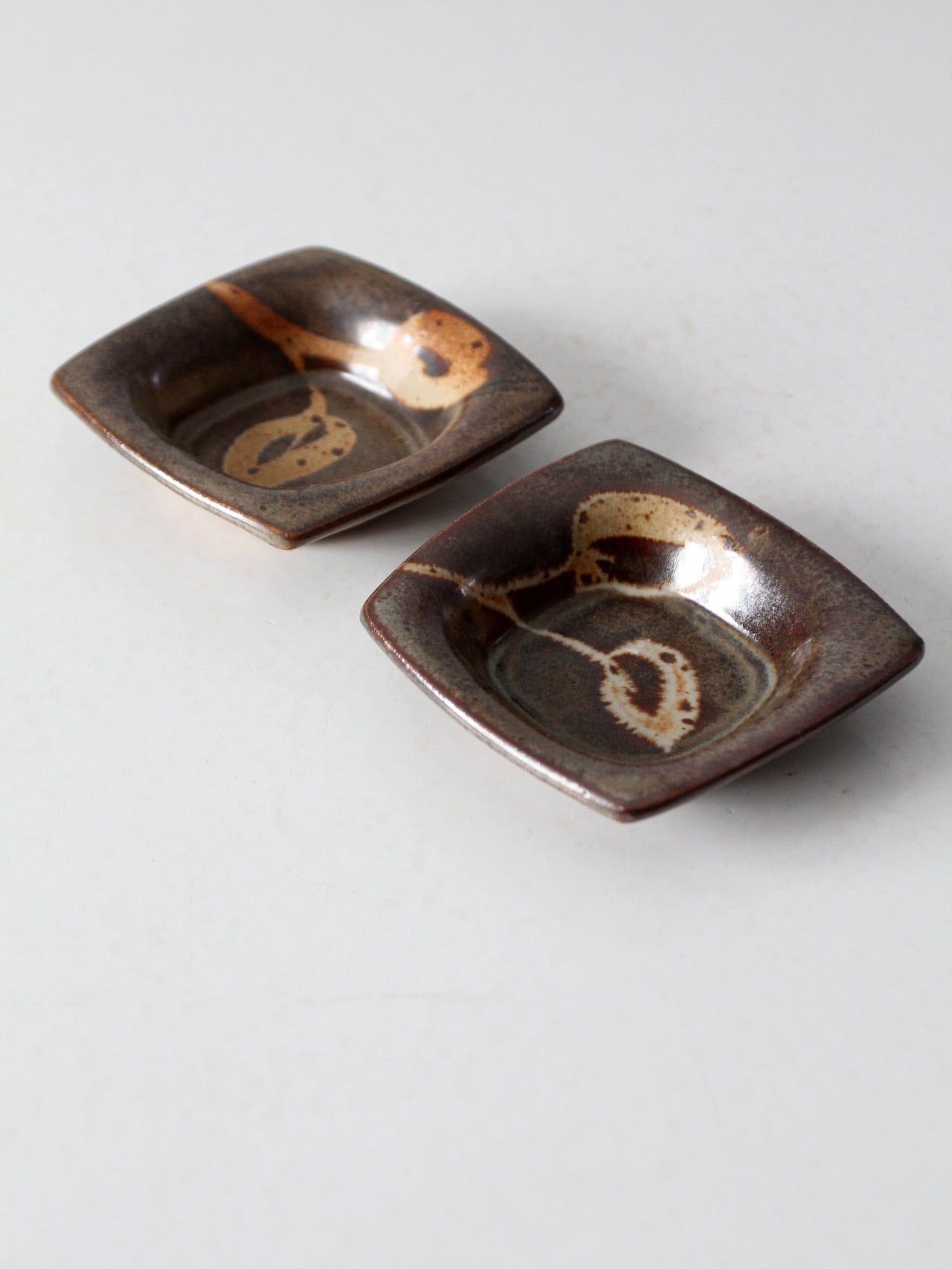 vintage studio pottery dishes pair