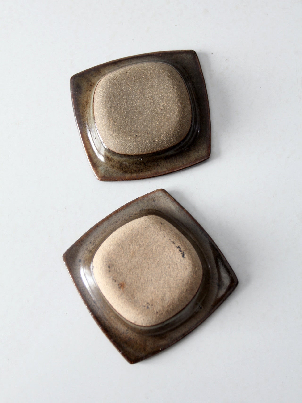 vintage studio pottery dishes pair