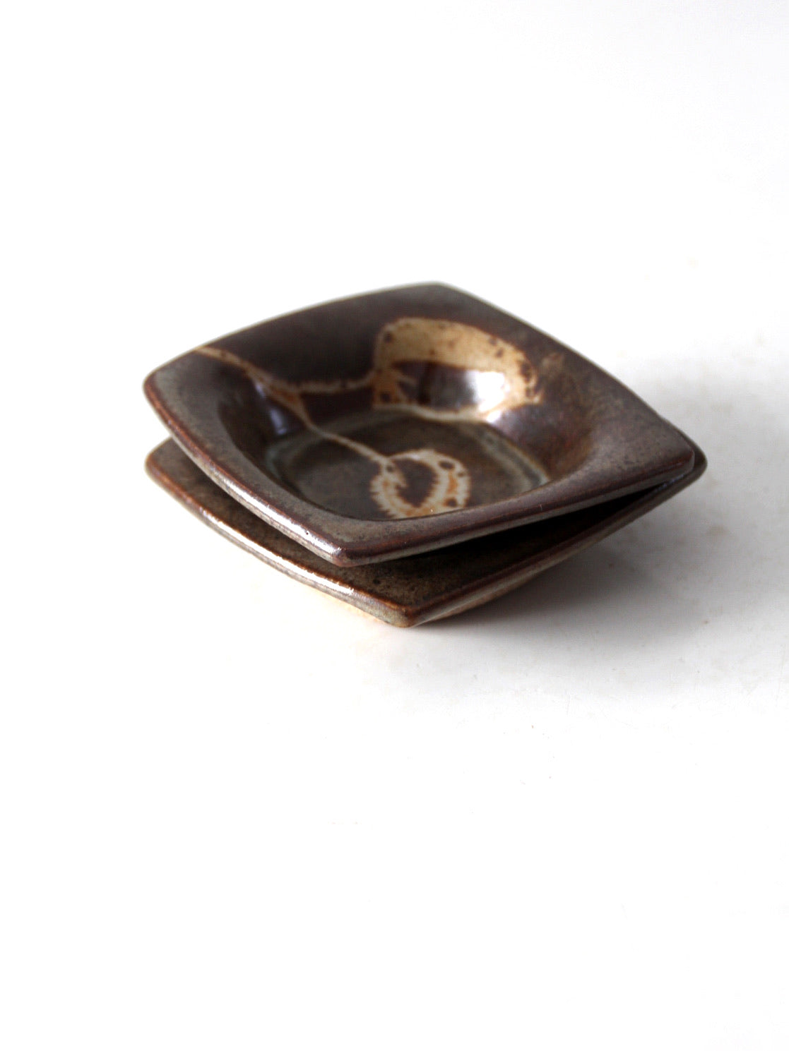 vintage studio pottery dishes pair