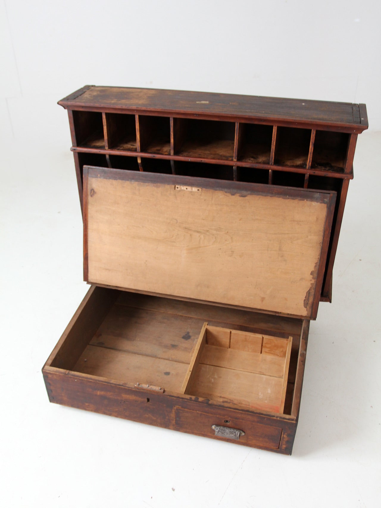 antique train station desktop drawer and file cabinet