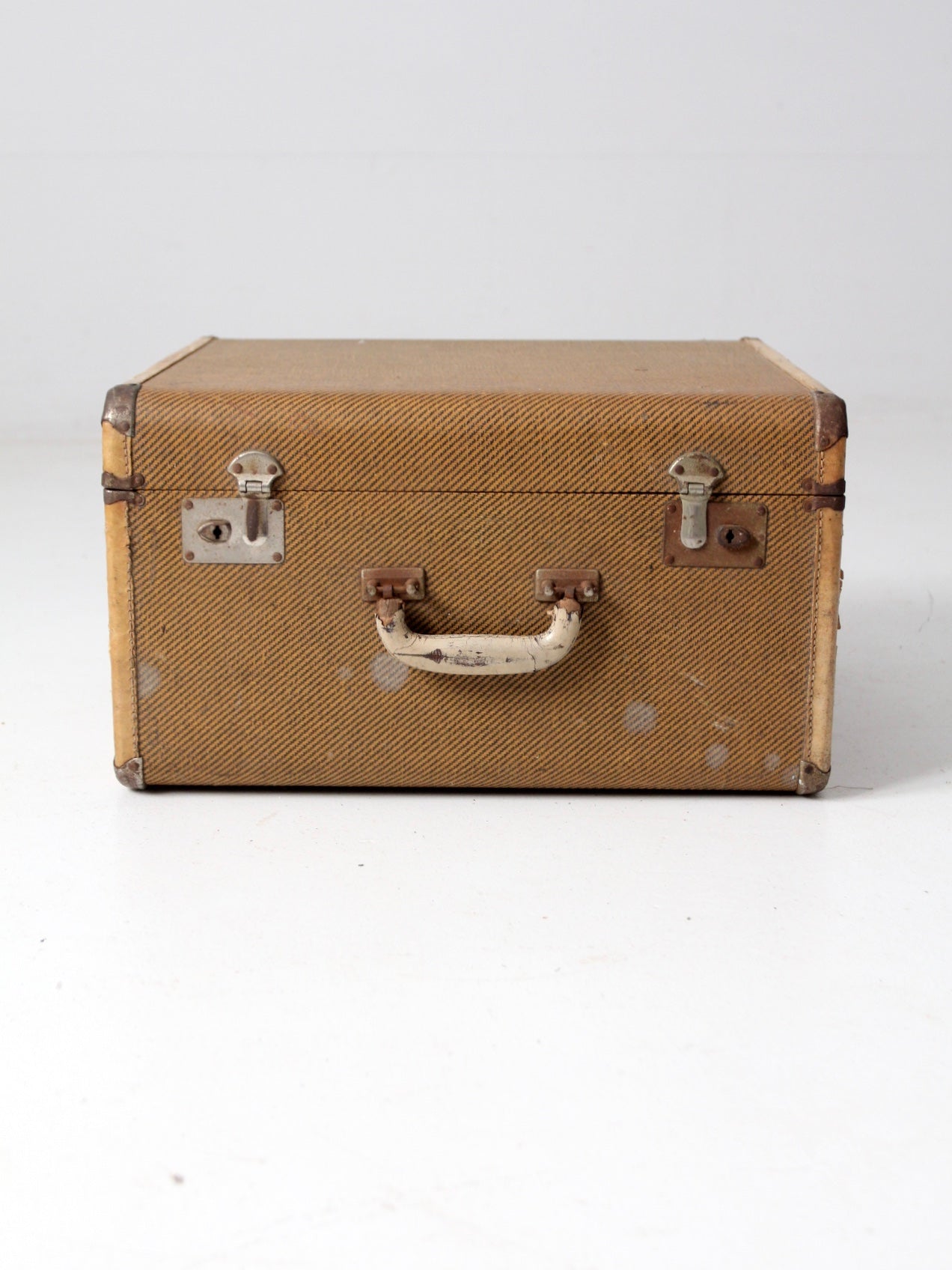 vintage square canvas suitcase