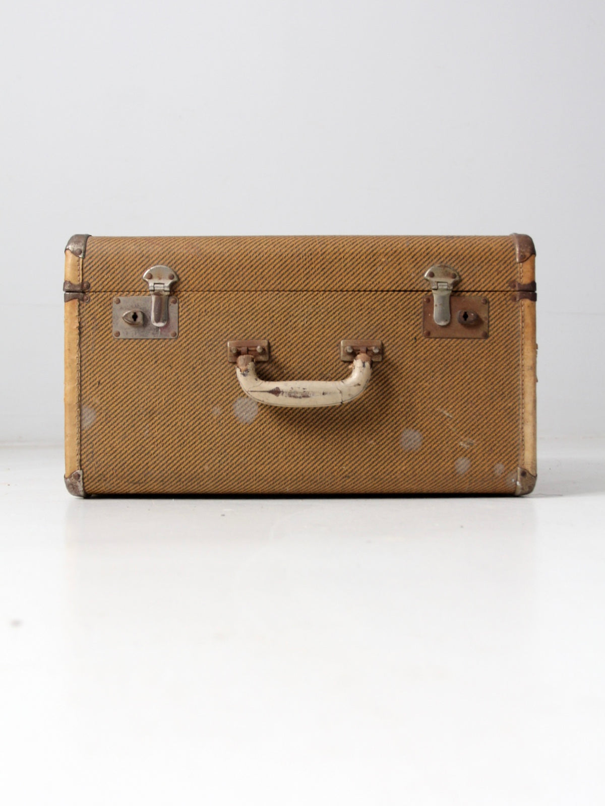 vintage square canvas suitcase