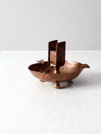 antique copper match holder ashtray