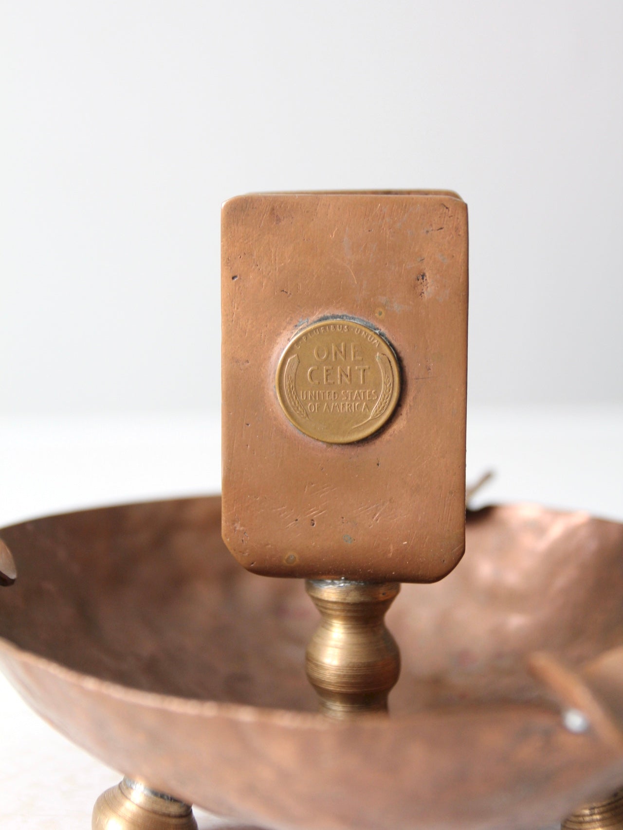 antique copper match holder ashtray