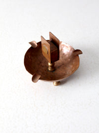 antique copper match holder ashtray
