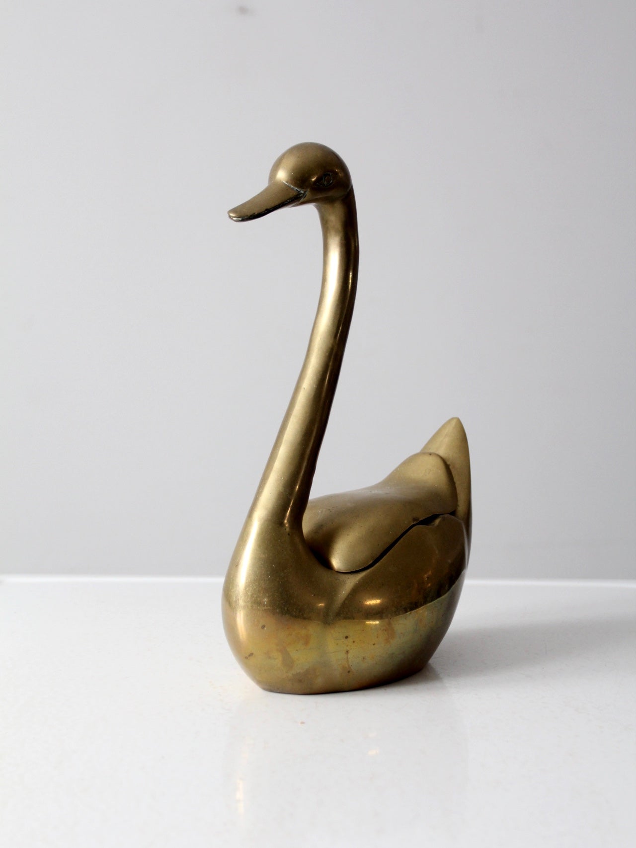 mid-century brass swan figure box