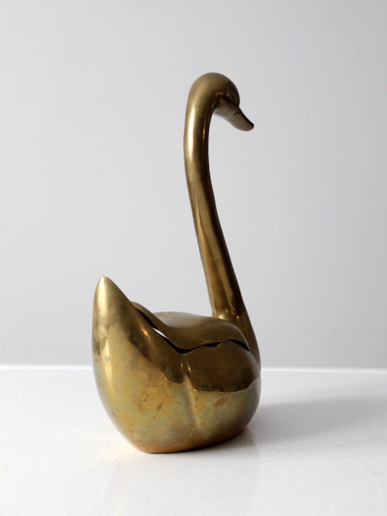 mid-century brass swan figure box