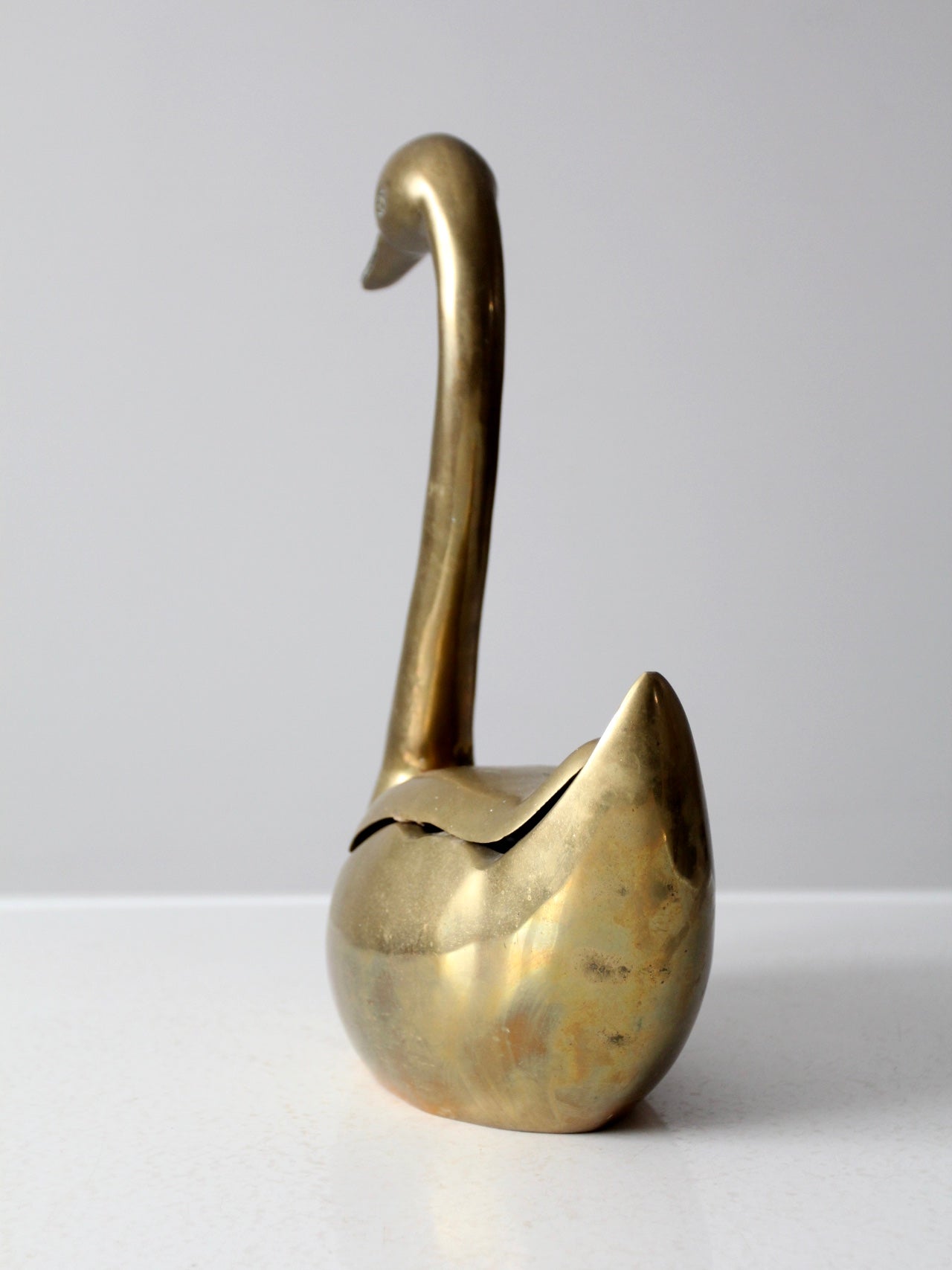 mid-century brass swan figure box