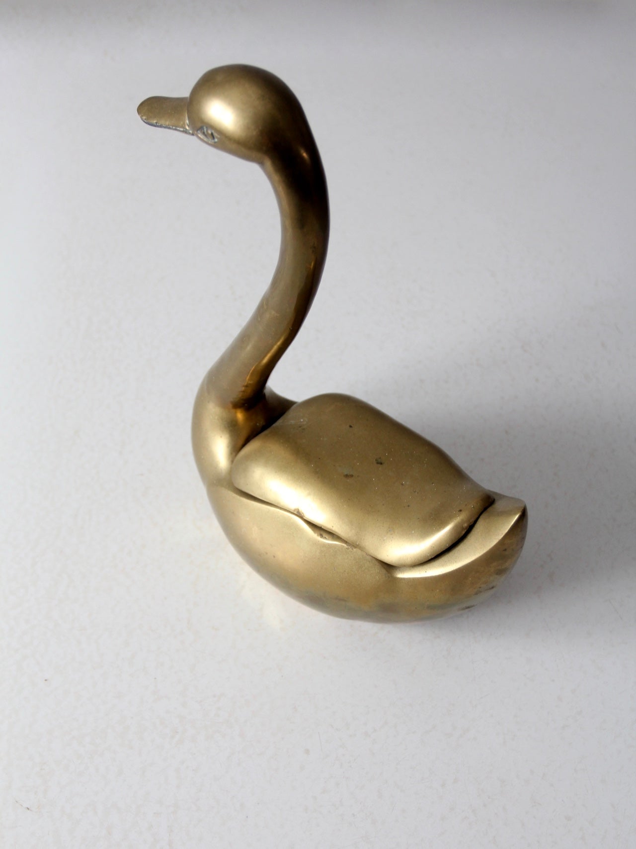 mid-century brass swan figure box