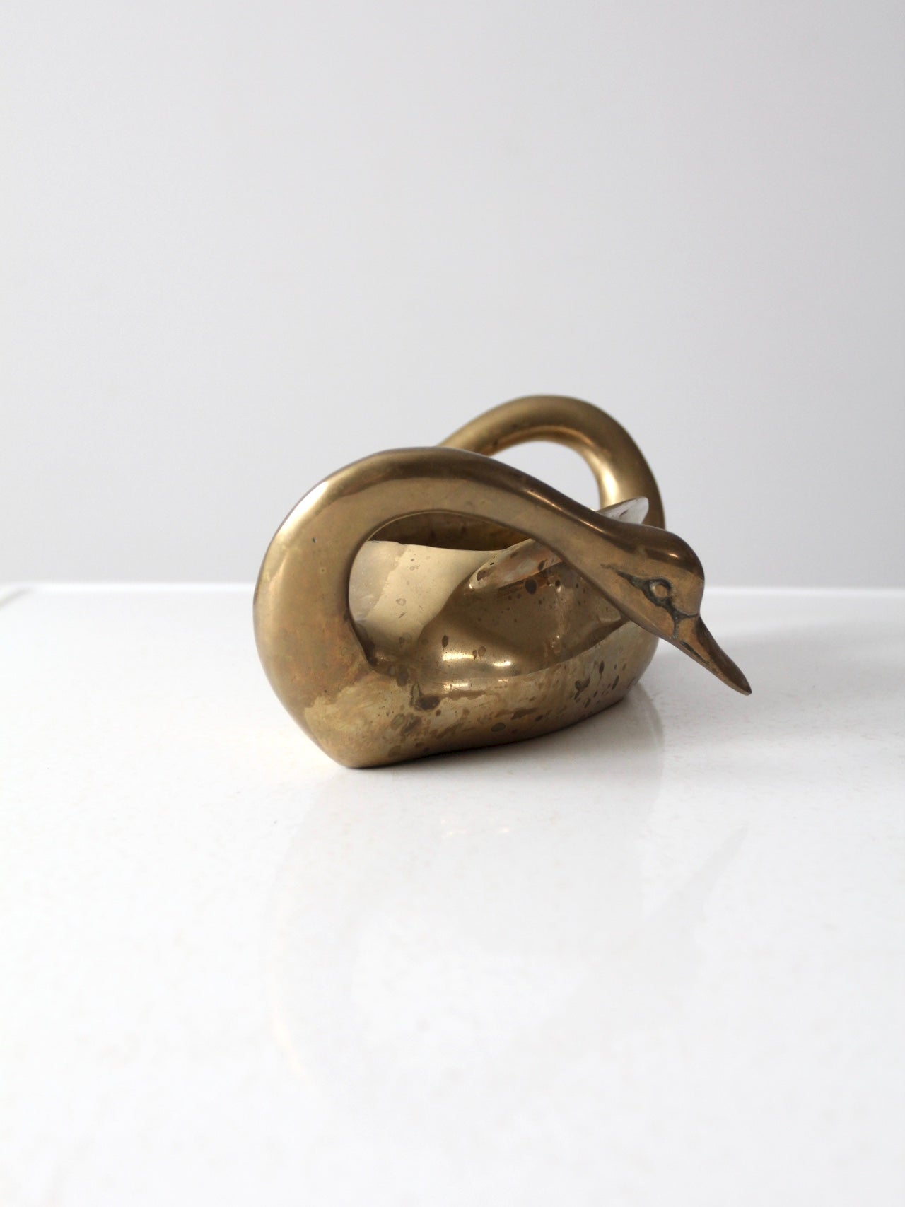 mid-century brass swan planter vase