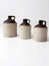 antique stoneware crock jug collection - set/3