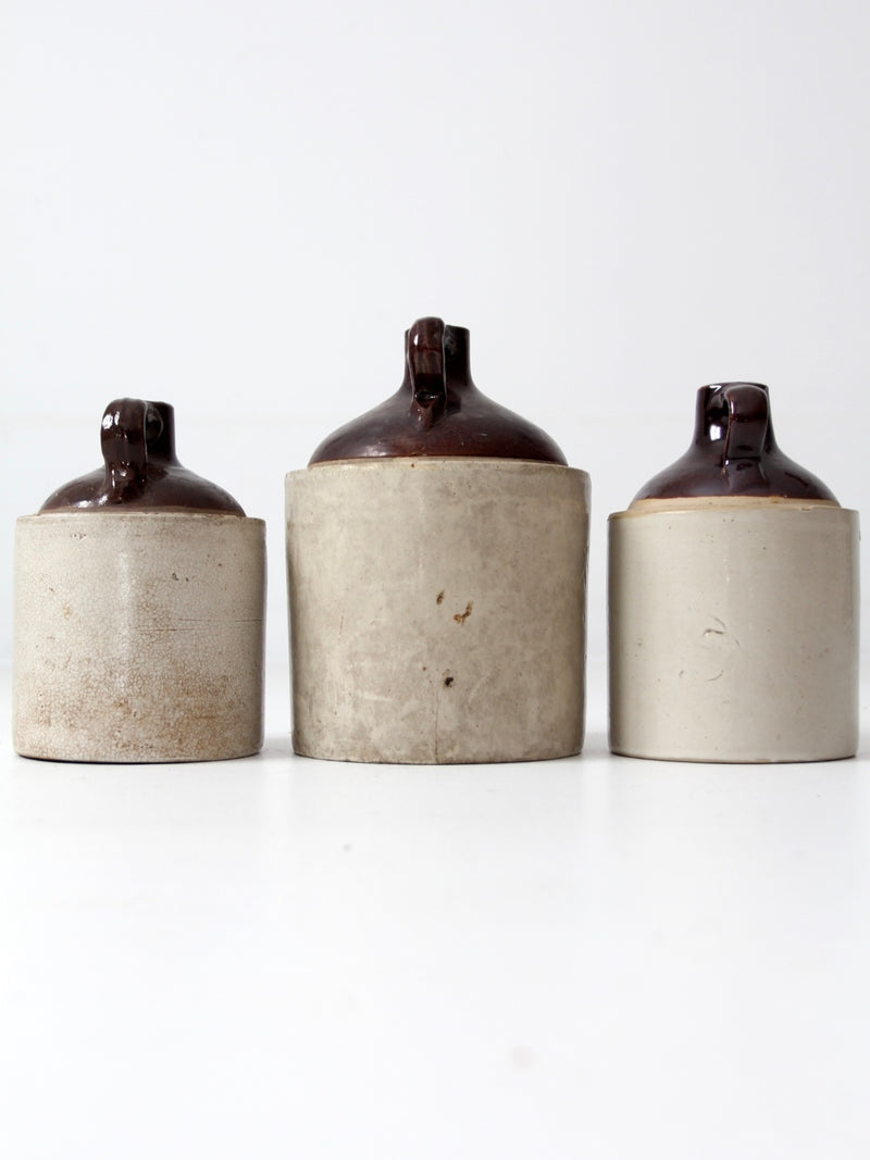 antique stoneware crock jug collection - set/3