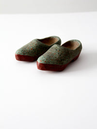 antique painted wood clogs