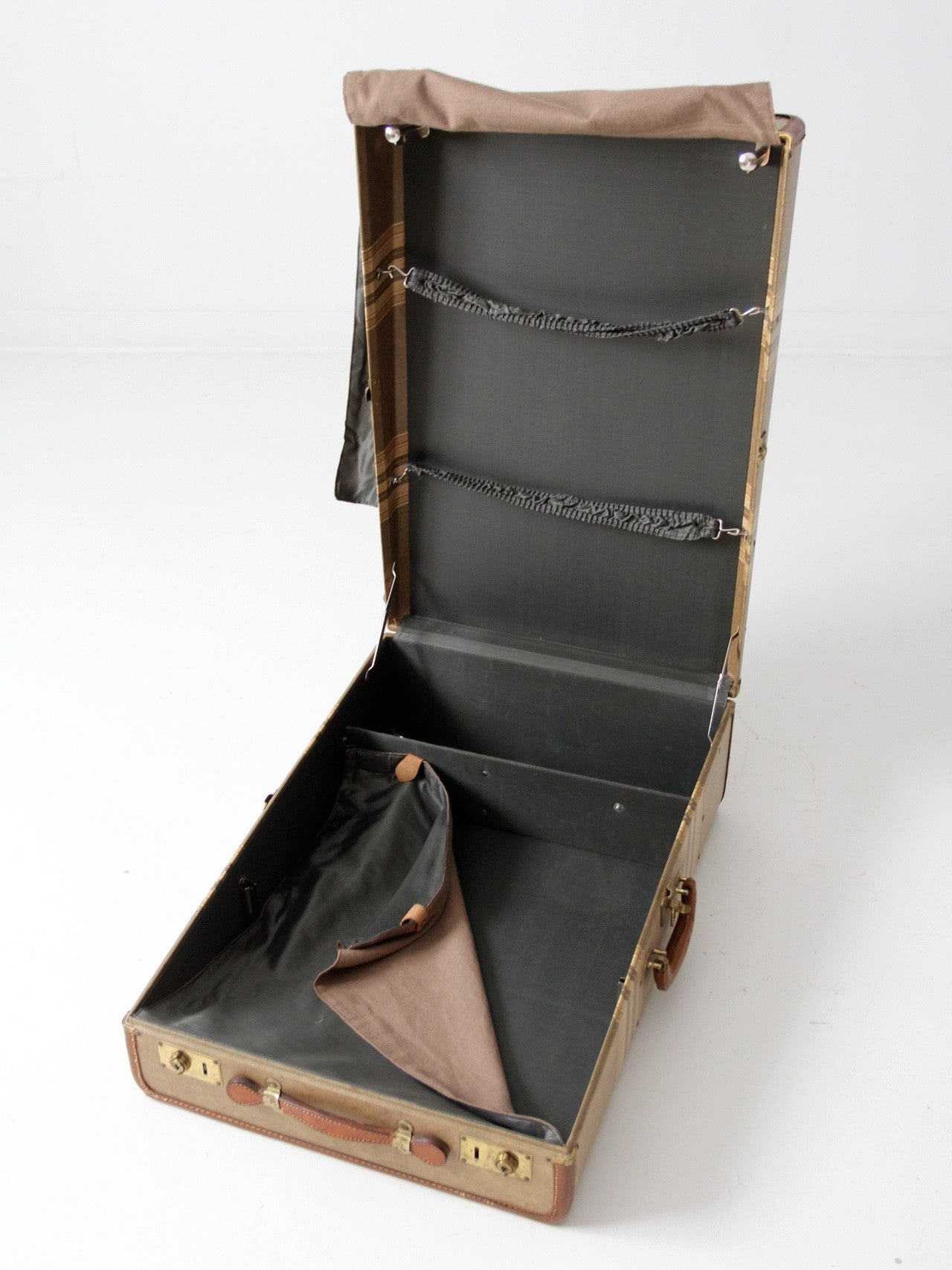 vintage striped wardrobe suitcase circa 1930