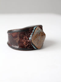 vintage leather cuff with stone