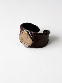 vintage leather cuff with stone