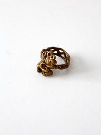 vintage bronze ring brutalist style