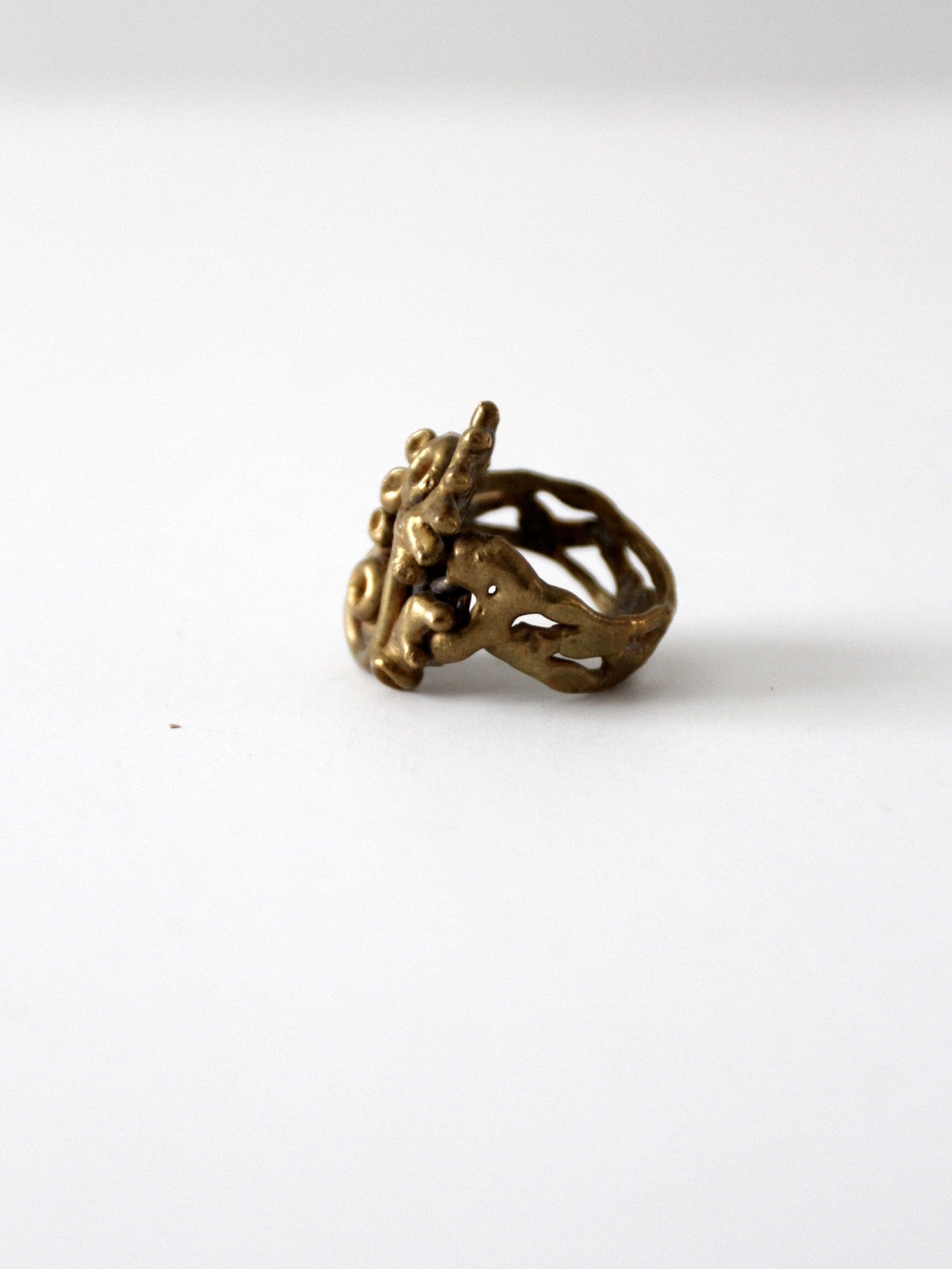 vintage brutalist bronze ring circa 1970