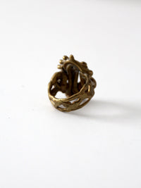 vintage brutalist bronze ring circa 1970