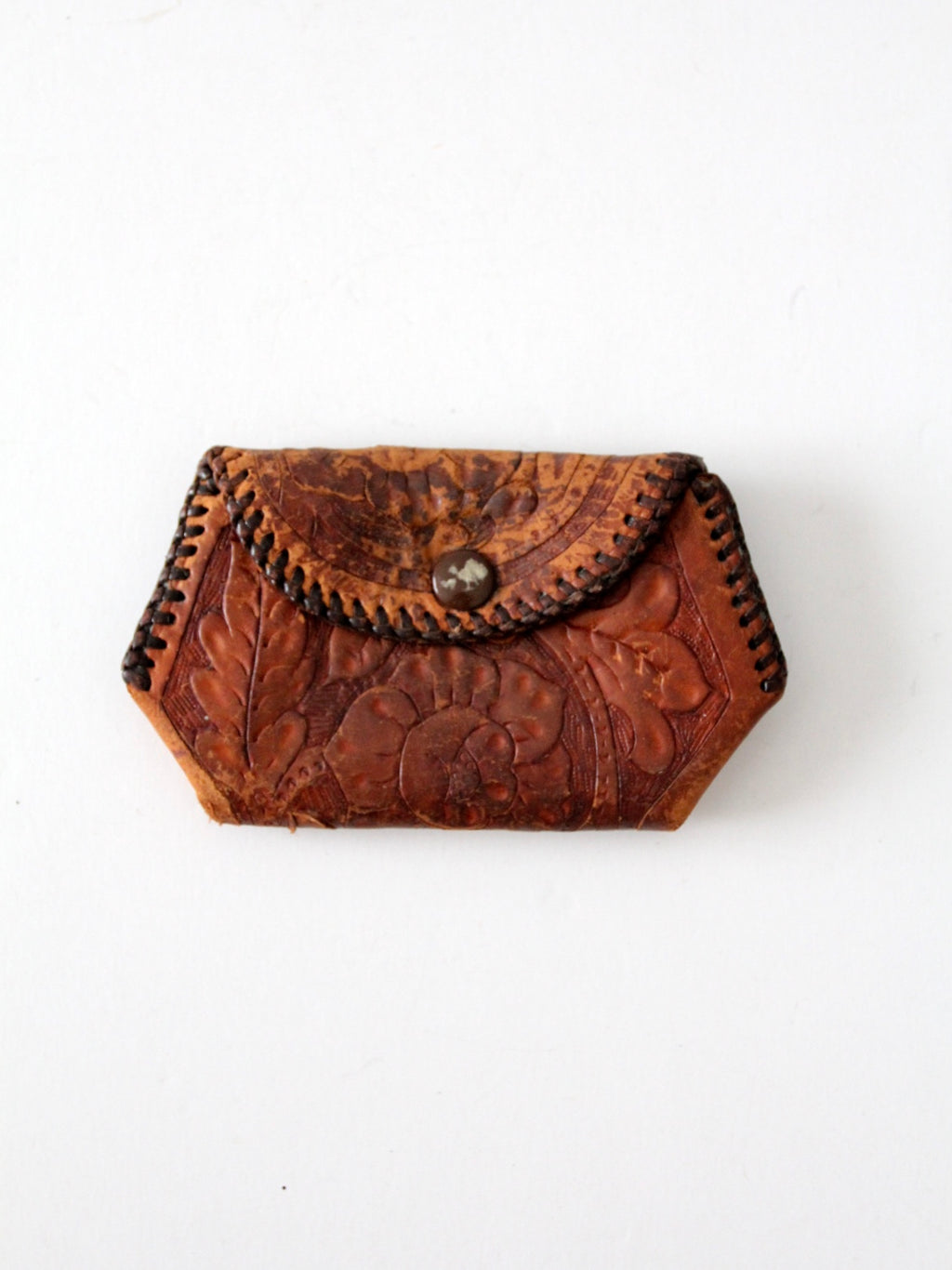 vintage tooled leather coin purse 86 Vintage
