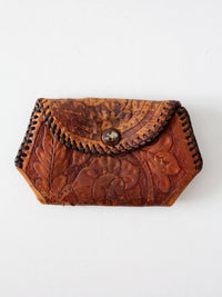 vintage tooled leather coin purse