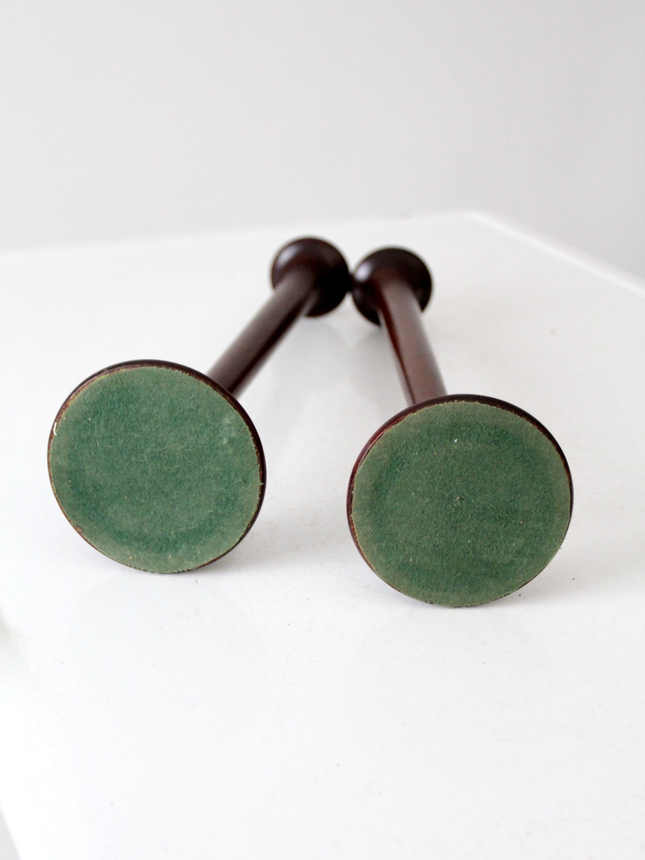 mid century wooden candle holders