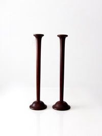 mid century wooden candle holders