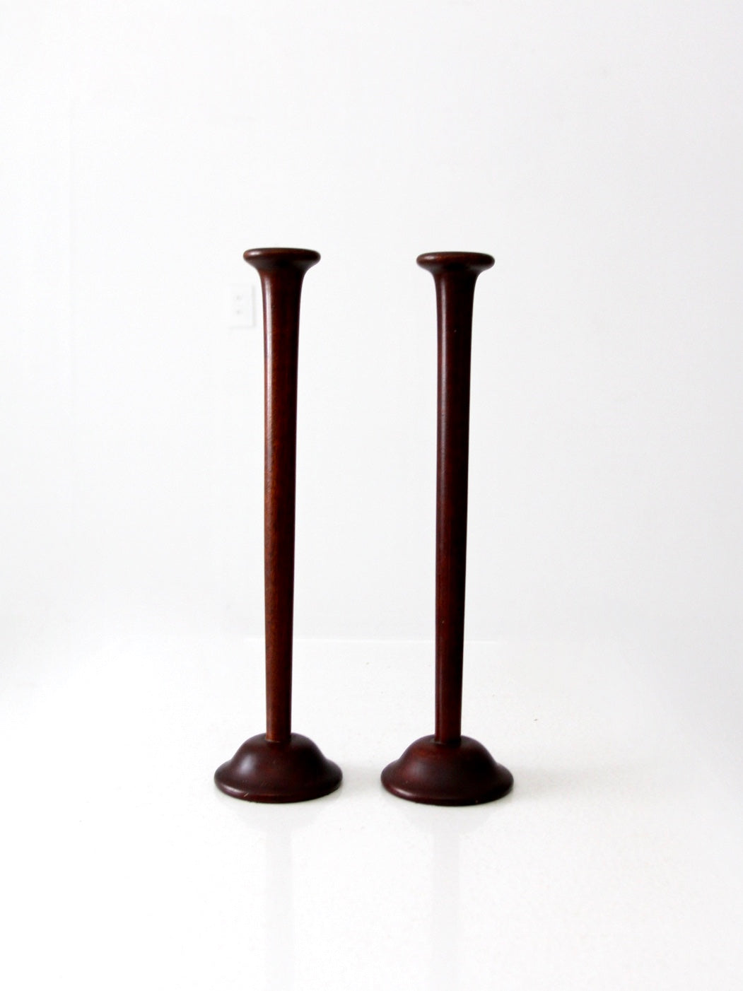 mid century wooden candle holders