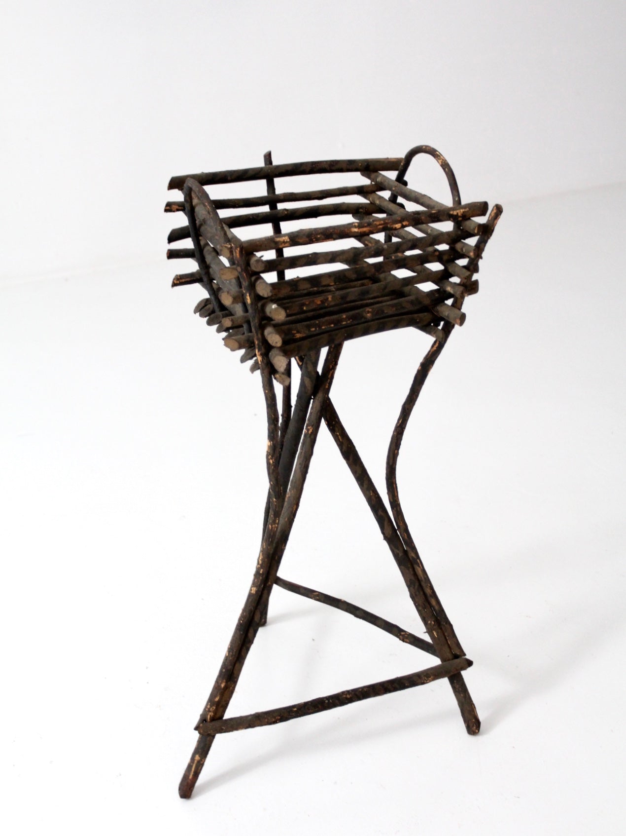 antique Adriondack twig planter