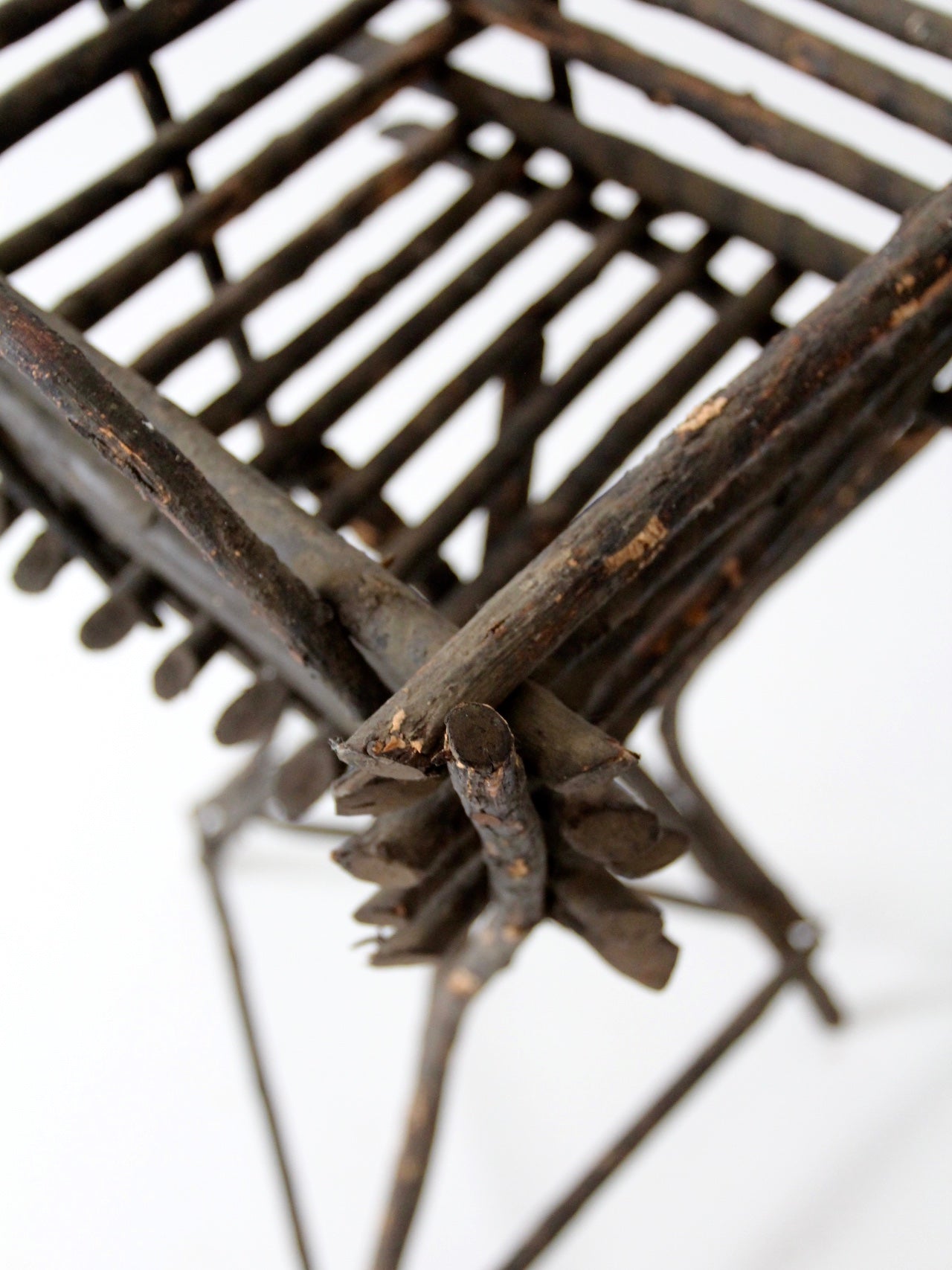 antique Adriondack twig plant stand