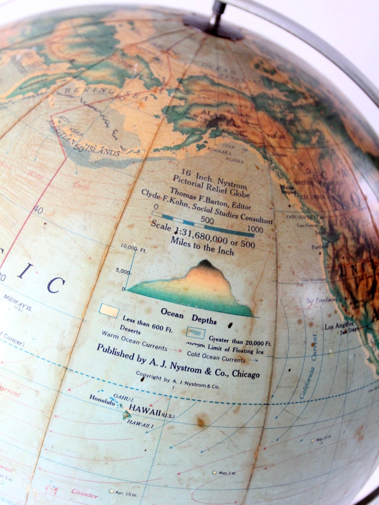 vintage 1960s Nystrom world globe