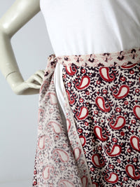 vintage 70s block print wrap skirt