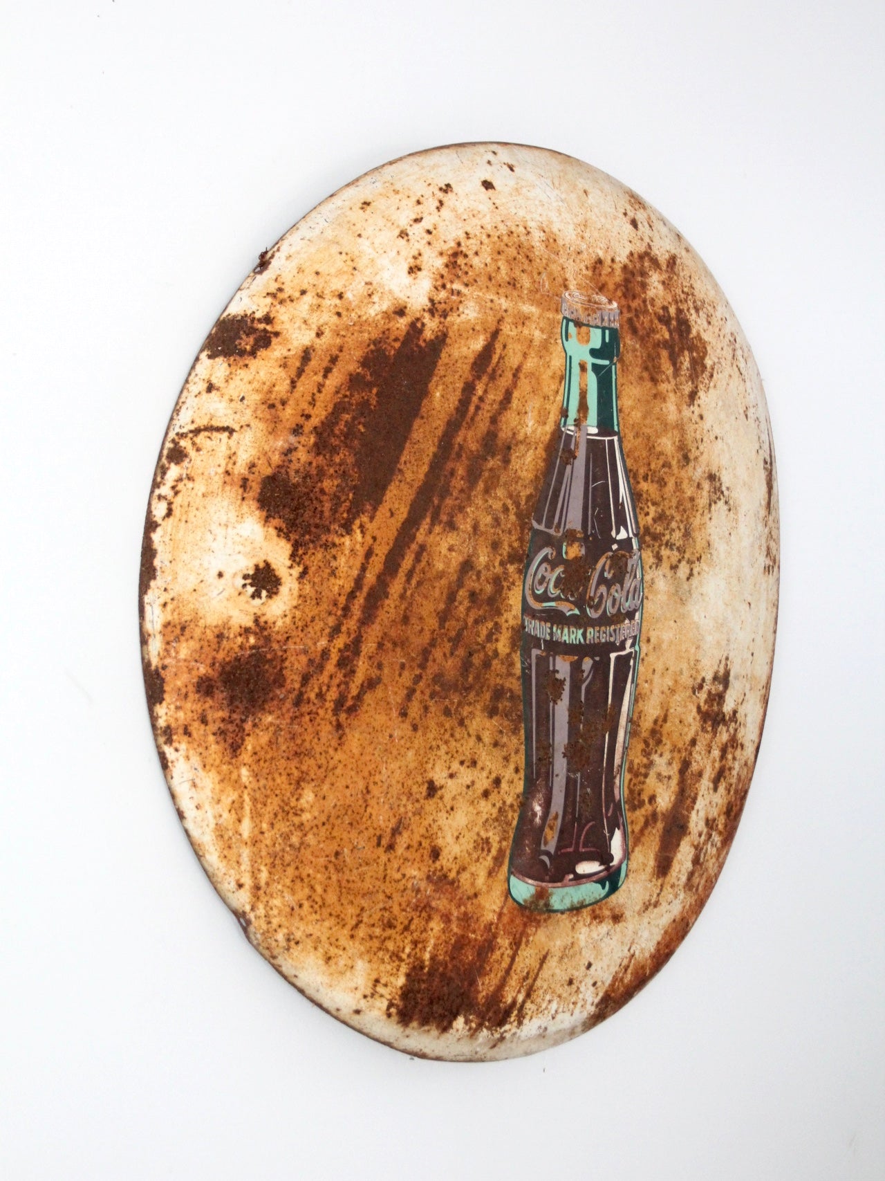 vintage Coca-Cola white button sign