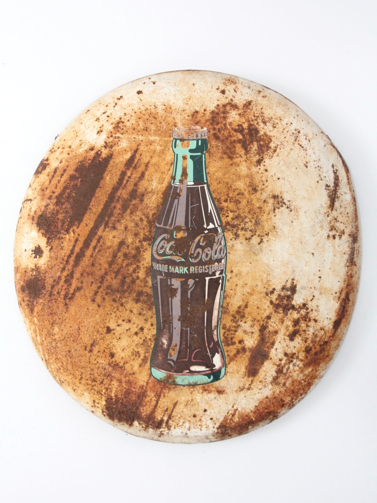 vintage Coca-Cola white button sign