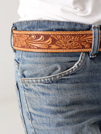 vintage 70s tooled leather belt