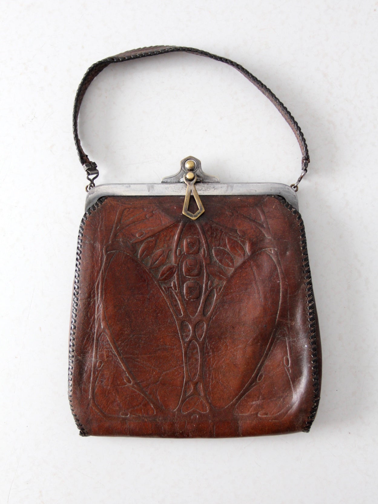 1920s Arts & Crafts leather bag