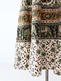 vintage 70s block print wrap skirt